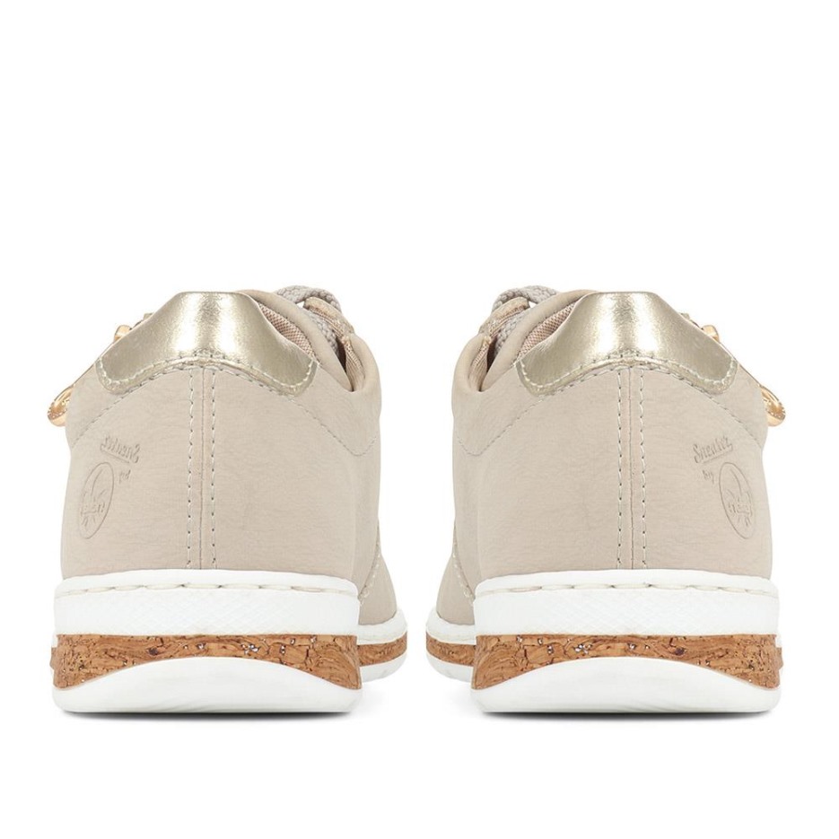Rieker Damesko Med Snørebånd Beige-guld